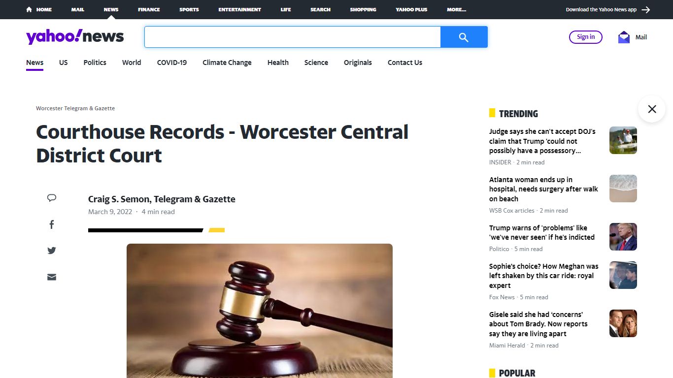 Courthouse Records - Worcester Central District Court - Yahoo! News